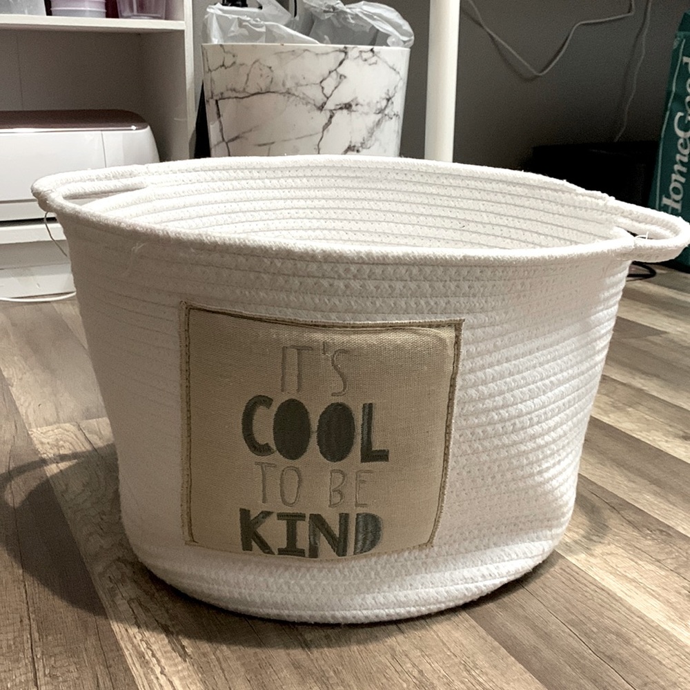 It’s cool to be kind woven basket for teddys or kids clothes